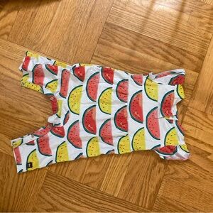 Tea Collection Watermelon Print Kids One Piece - Red, Yellow, White